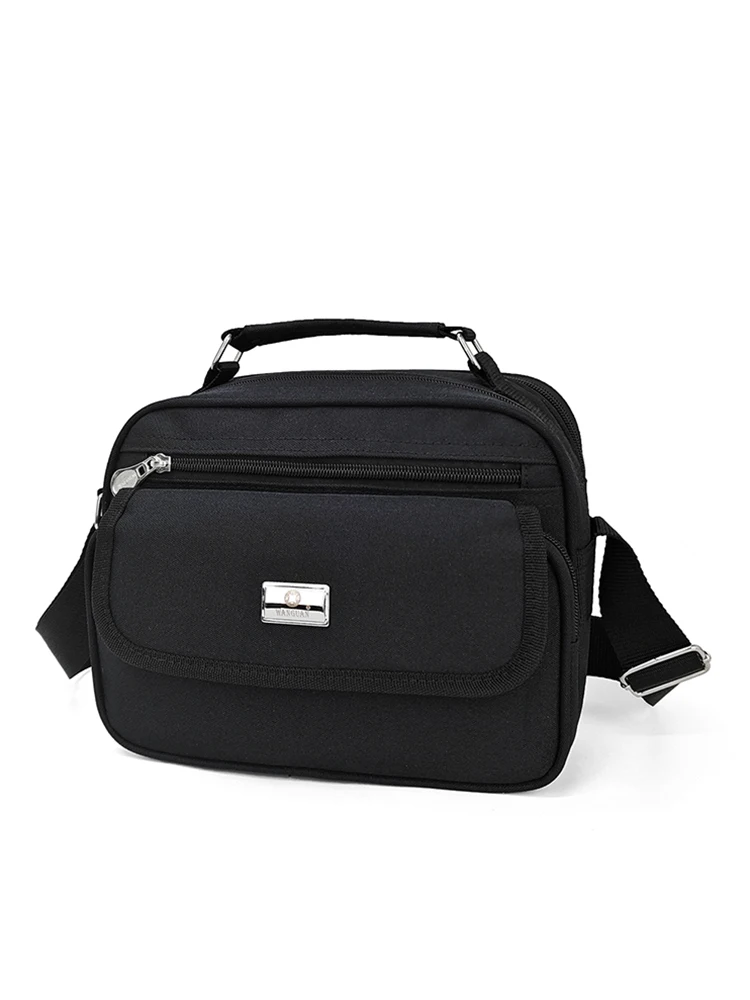 Oxford Cloth Business Men's Canvas Bag Single Shoulder Crossbody Handbag Charging Bag Leather Wallet Casual Style for Middle-...