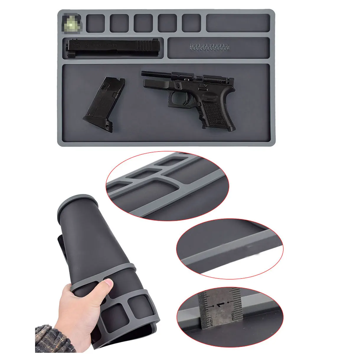 Tactical Rubber Gun Cleaning Mat Essential Pistol Maintenance Pad Universal Smart Mat Pad For Glock 17 19 1911 Cz-75 Beretta 92