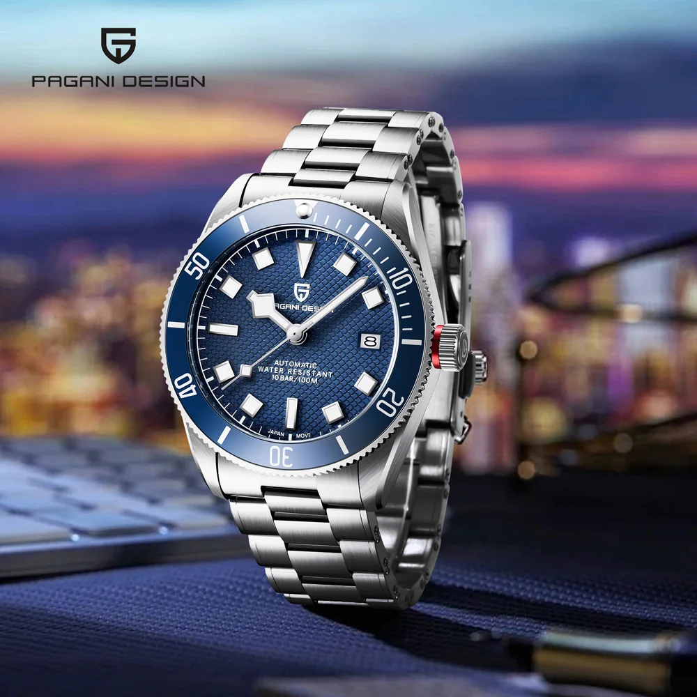 PAGANI DESIGN Uhren BB58 Top Saphirglas Mechanische Luxus-Automatikuhr für Herren Edelstahl 10bar Wasserdichte Uhr