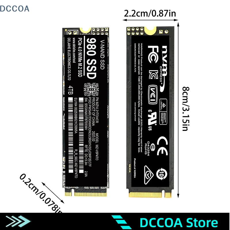 1Pcs Hard Disk M. 2 NVME PCIE4.0 4TB 2TB 1TB Built-in Solid-state Drive Suitable For Laptops And Desktops