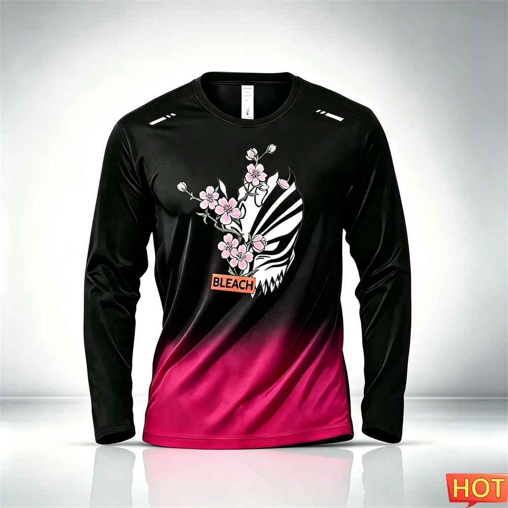 Anime Pattern Men's Long Sleeve T-shirt Autumn Men's Fitness Gradient T-shirt Elastic Training Sports T-shirt Gym men's clothing view 4