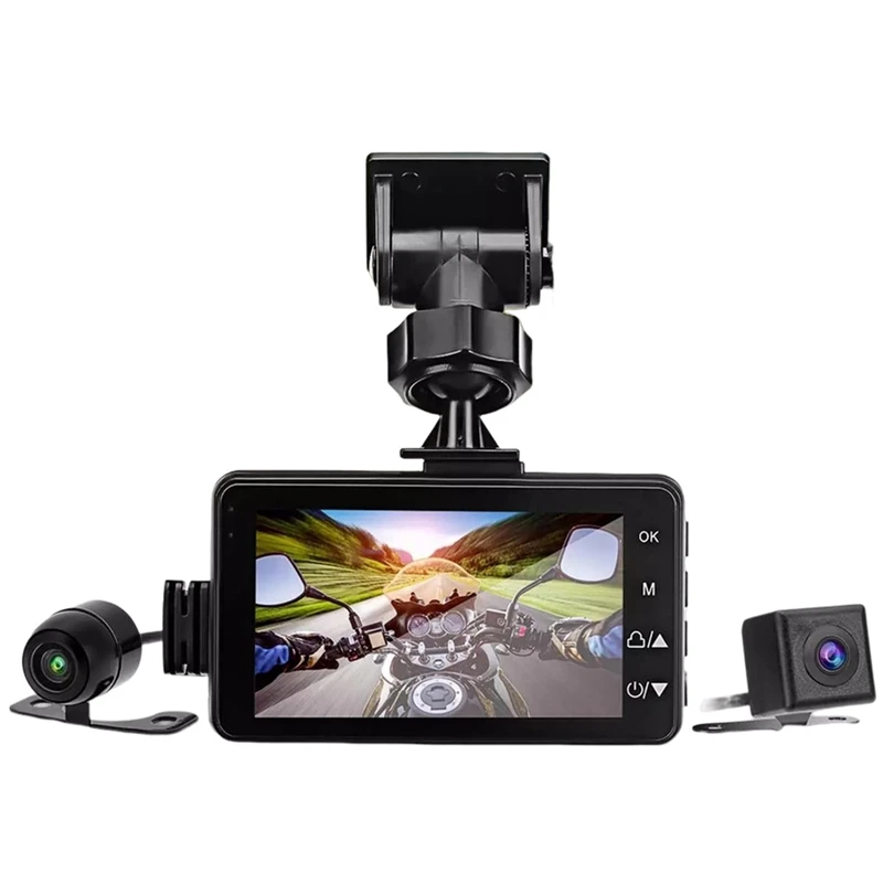 Motorcycle DVR Dash Camera With Front Rear Camera Dual Video Loop Recording Waterproof Motorbike Driving Recorder Cam Parts