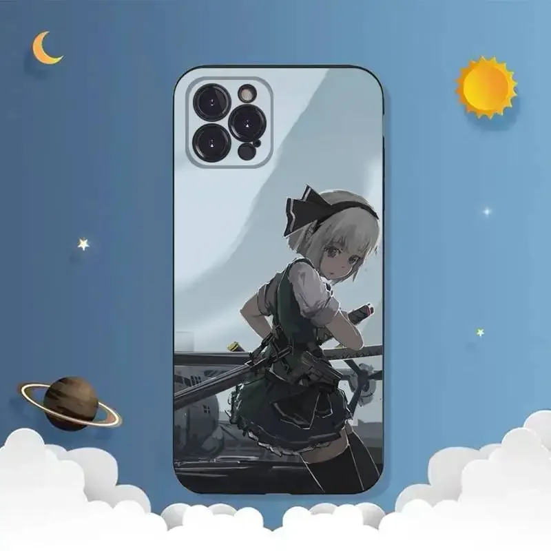 Touhou Project Youmu Konpaku Phone Case For iPhone 11 12 Mini 13 14 15 PRO XS MAX X XR 6 7 8 Plus Black Shell