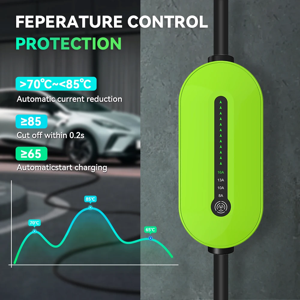 IPENGEN 3,5KW EV-Ladegerät Tragbar Typ2 16A 1-Phasig GB/T / Typ1 EVSE Ladebox für Elektrofahrzeuge mit Einstellbarem Strom – Detail 9