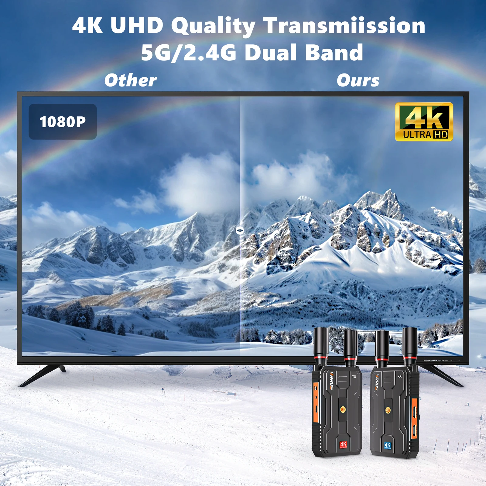 4K Wireless HDMI Extender Kit Video Transmitter and Receiver 400M Transmission For DSLR Camera Laptop to TV Projector Monitor
