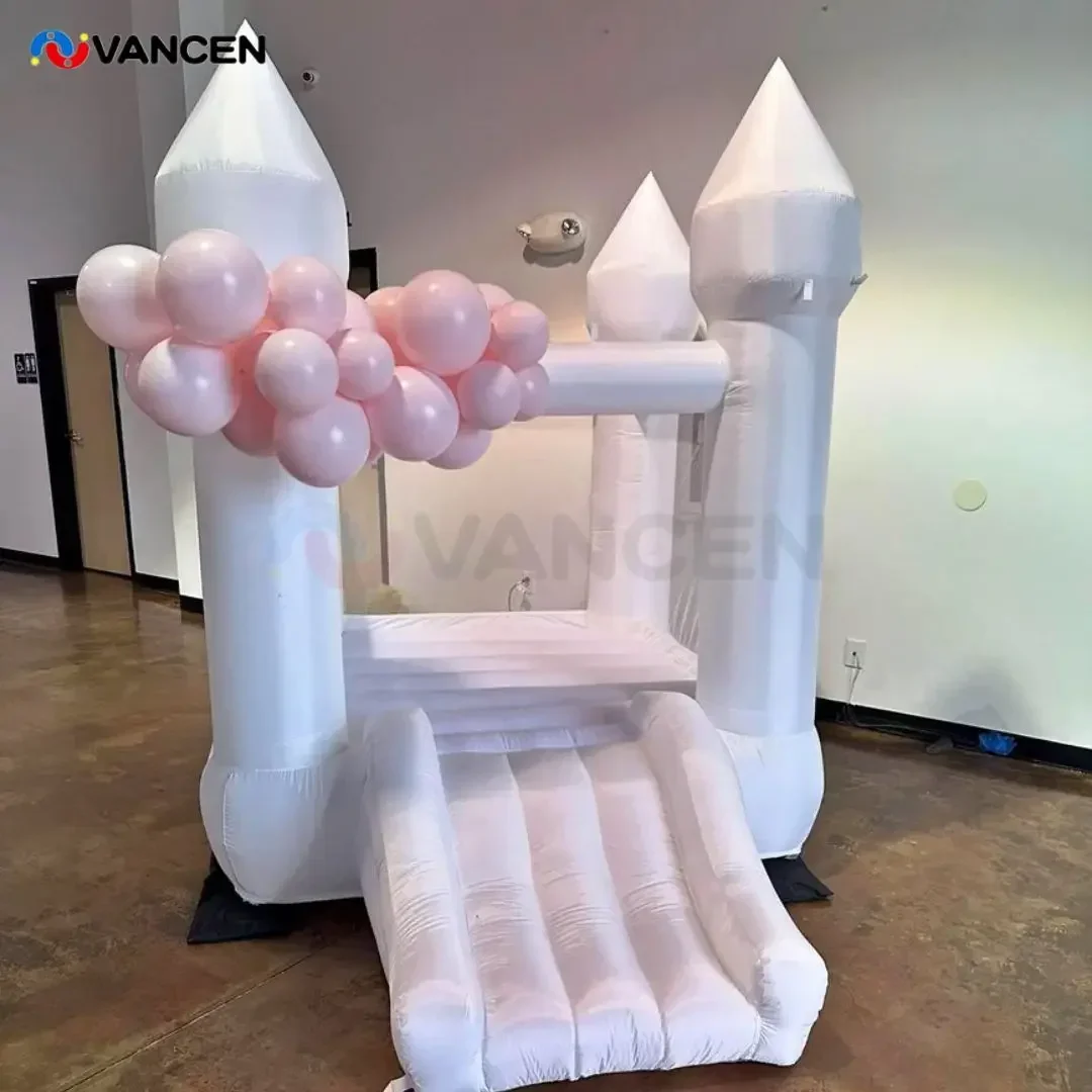 Small Bouncy Castle, Children's Bouncy House with Blower, Inflatable Wedding Trampoline, Slide Jumping Bed, Event Party, Outdoor