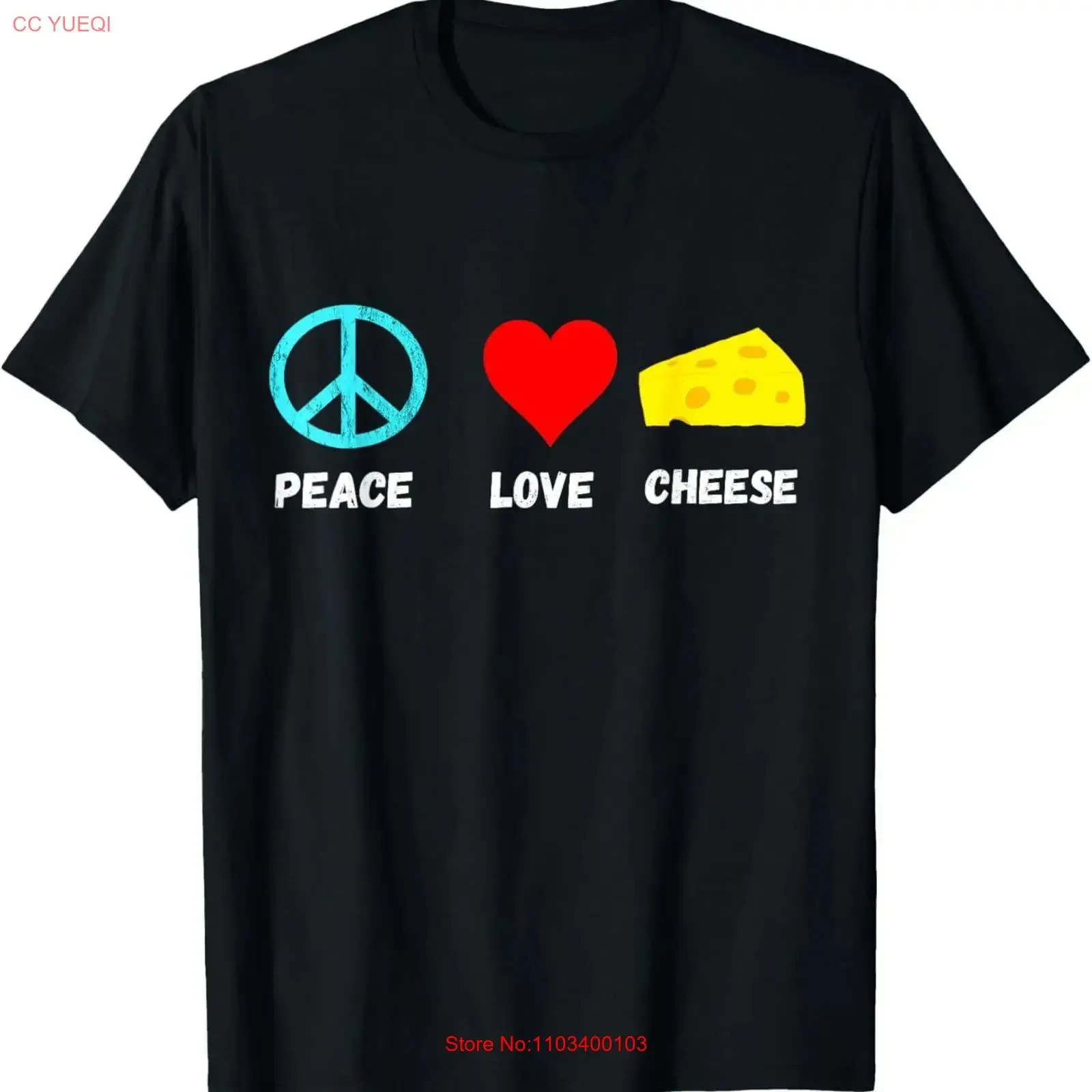 Queso Paz Amor Productos Lácteos Brie Cheddar Cheesy Gouda Camiseta vintage Lavado Ropa de diseñador Estirado Suave Casual