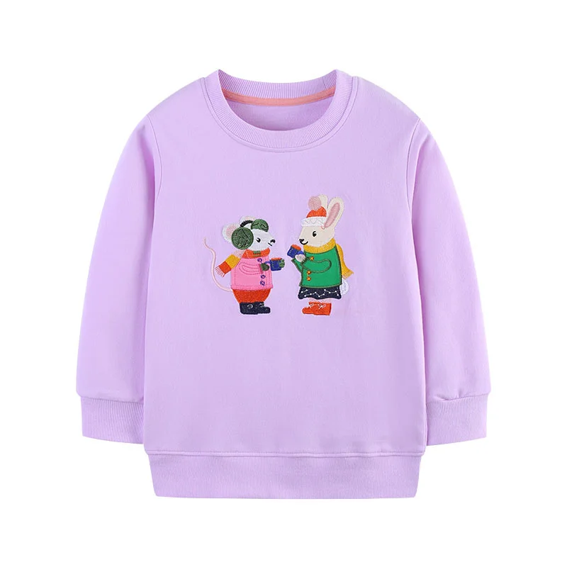 

Jumping Meters 2-7T New Mouse Children's Girls Sweatshirts Long Sleeve Autumn Winter Clothes Animals Embroidery Baby Tops