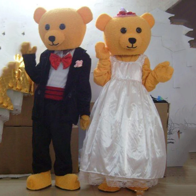 Wedding Mascot Costume Cosplay Suit Plush Teddy Bear Fursuit Bride and Groom Wedding Banquet Performance Clothes