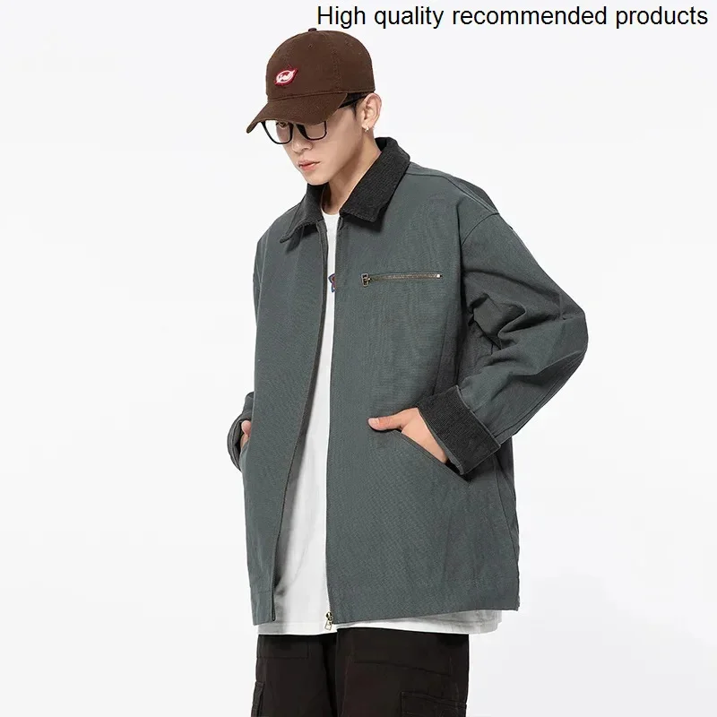 

Fashion Men Japanese Loose Streetwear Casual Vintage Cargo Bomber Jacket Cityboy Coat Outerwear Spring Autumn Clothing