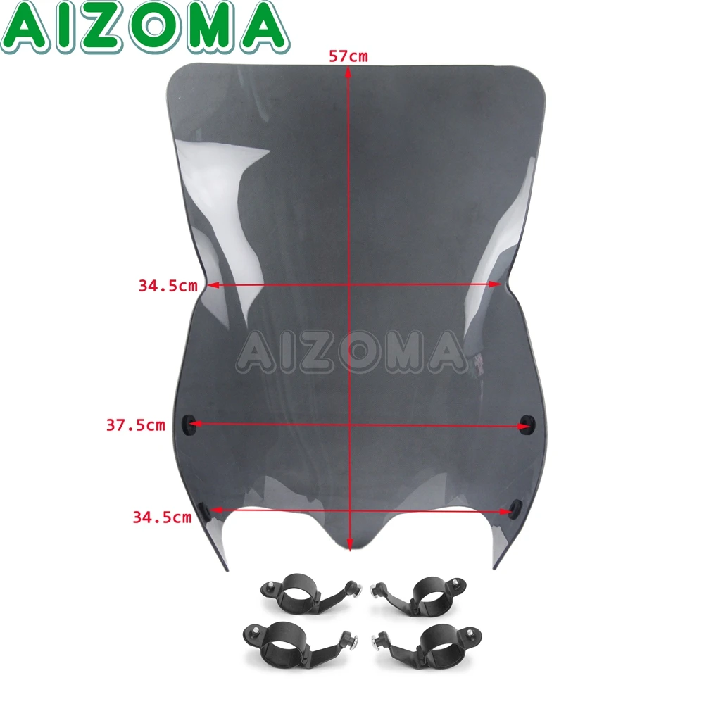 Smoke Motorcycle Bolt-on Windscreen PC Wind Shield Deflector w/ Clamps Bracket For Suzuki M109R Boulevard M50 M90 M109R2  M109RZ