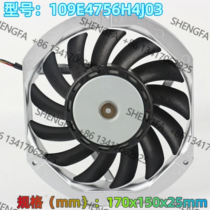 Cooling fan Original new Sanyo DC56V 0.44A 17025 17CM 170X150X25MM inverter Server Three-wire 109E4756H4J03