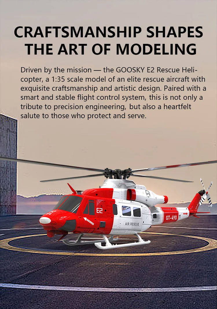 Novo goosky e2 gps helicóptero de controle remoto inteligente realista Uh-1y modelo de vôo brinquedo simulação de aeronave brinquedos voadores presente