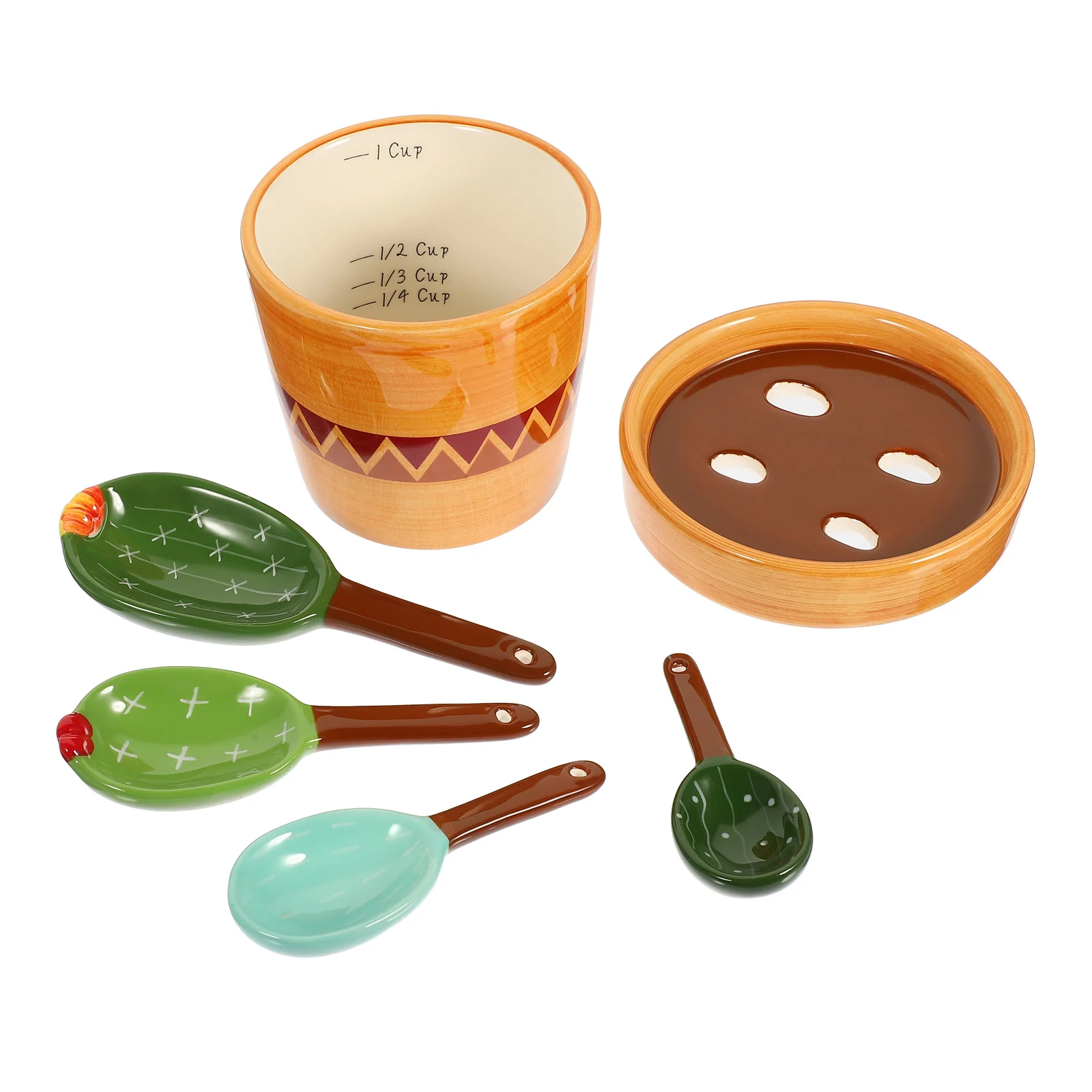 

Ceramic Cactus Measuring Spoon Set Cooking Kitchen Utensil for Baking Milk Powder Flour Seasoning Coffee