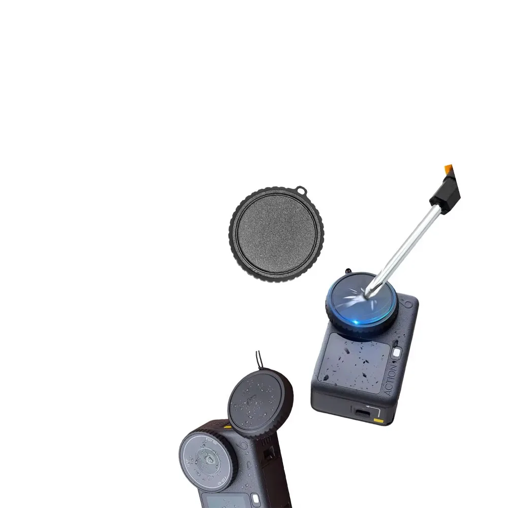 

TPU Lens Cover for DJI Action 6 Shockproof Lens Protective Cover with Lanyard Sports Camera Accessory Black