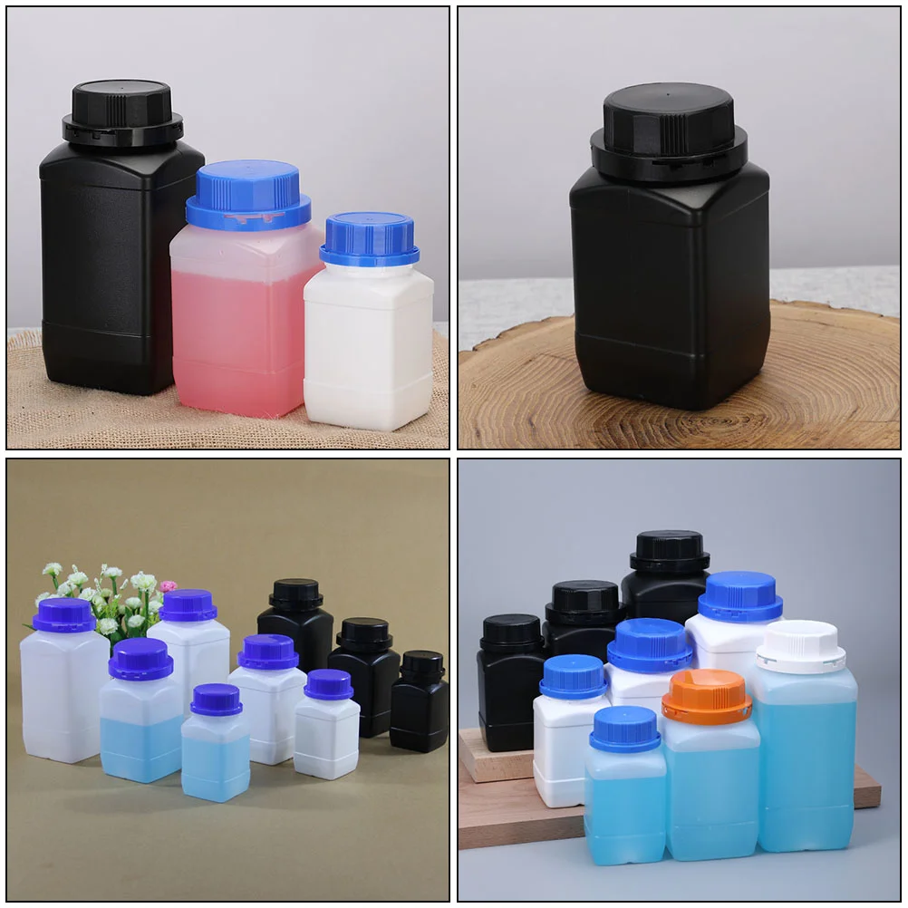 Big Mouth Square Bottle Plastic Reagent Liquid Storage for Laboratory 1000ml Chemical Labs Sample Wide