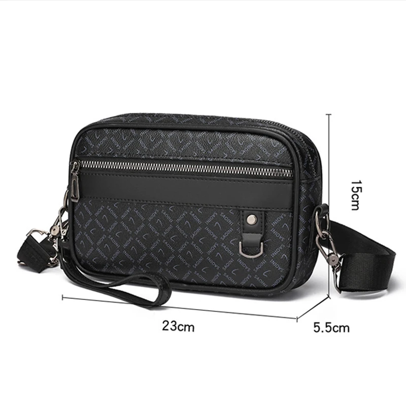 حقيبة كلاتش رجال الأعمال جيوب متعددة حقيبة كتف جلدية موضة كلاسيكية مطبوعة حقيبة كروسبودي للرجال