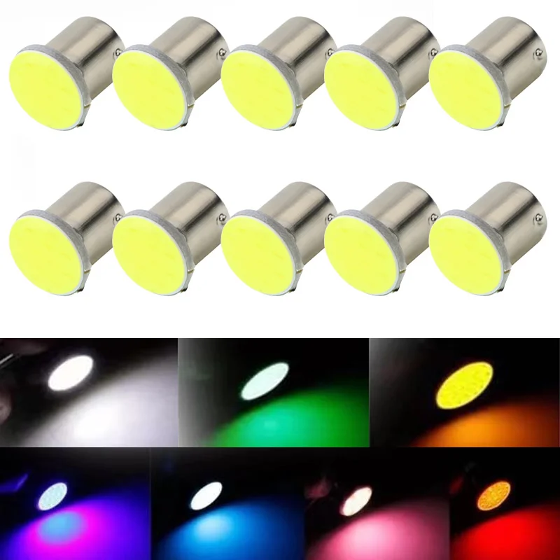 

10 PCS Car LED Bulb P21W 1156 Ba15s COB 12SMD Turn Signal Light COB 12V/24V 7000K White Auto Backup Reverse Parking Brake Lamps