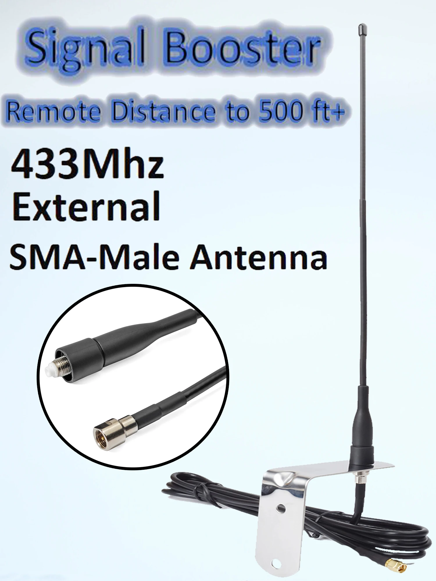 Внешняя антенна SMA-папа 433 МГц с усилителем сигнала идеально подходит для гаража GSM GPRS системы Omni Максимальное расстоя...