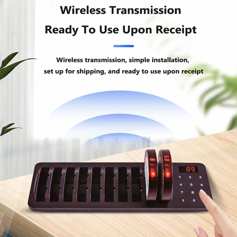 Restaurant Pagers Wireless Calling System 10 Vibrator Coaster Buzzer Beeper Receivers Queuing For Food Truck Coffee Bar Hotel