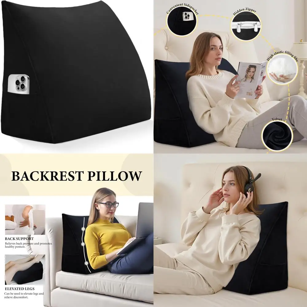 وسادة مثلثة لقراءة السرير ودعم الأريكة