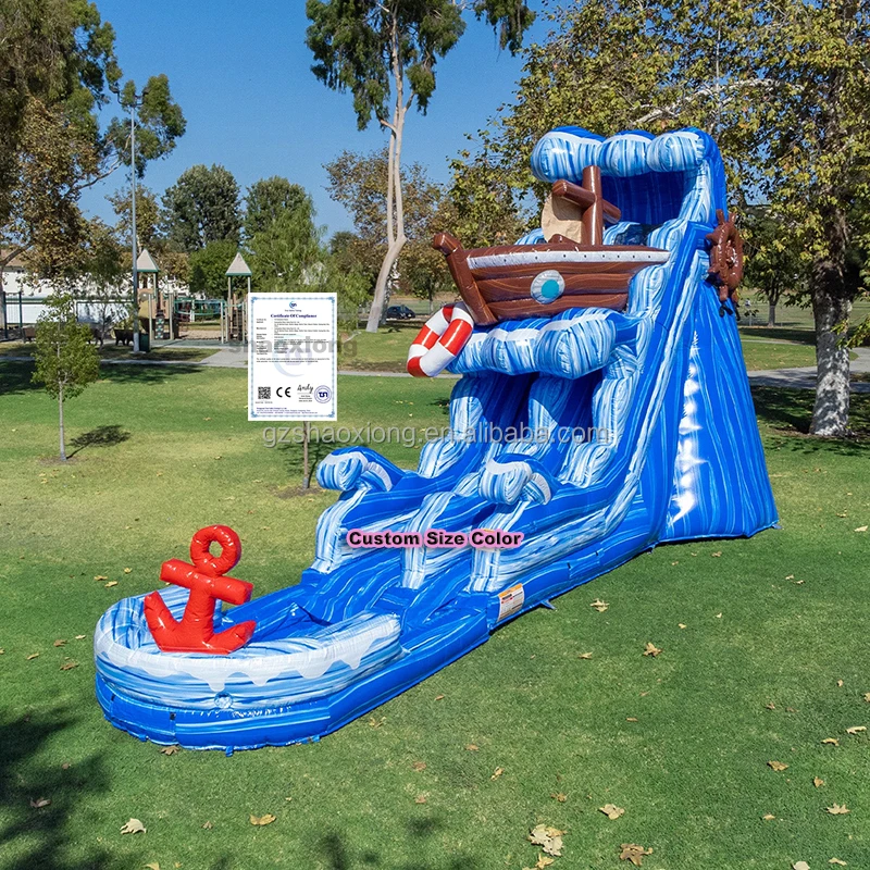 

Commercial Pirate Ship Theme Outdoor Wet Dry Large Waterslides Detachable Pool Combo for Children Adults Inflatable Water Slide