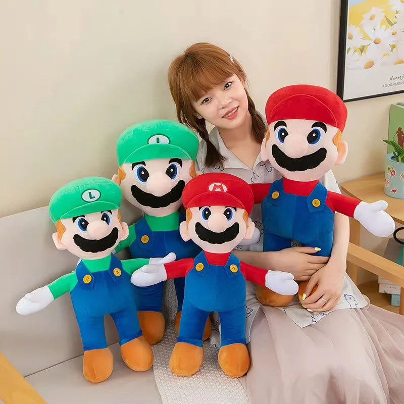 60cm Large Size Anime Super Brother Marioed Plush Doll Pillow Kawaii Soft Stuffed Doll Decoration For Kids Toys Birthday Gifts