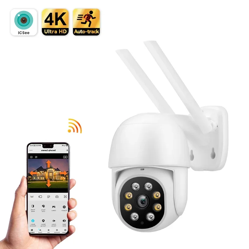

Беспроводная купольная PTZ-камера VeeZoom 2026 года, 8 МП, 4K, Wi-Fi, с двусторонней аудиосвязью, отслеживанием движения человека, ИИ и облачным хранилищем