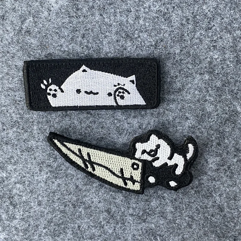 

Cute Kitten Embroidery Patch Tactical Morale Cartoon Cat Badge Armband Hook and Loop Backpack Clothing Decorative Stickers