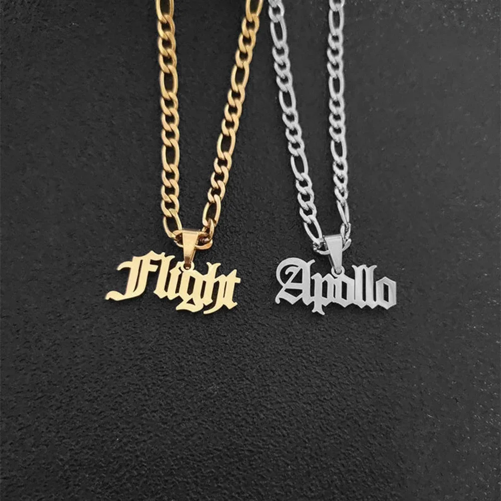 Personalized Name Necklace Figaro Chain Stainless Steel Charm Necklace Woman Men Detachable Pendant Premium Jewelry Boyfriends