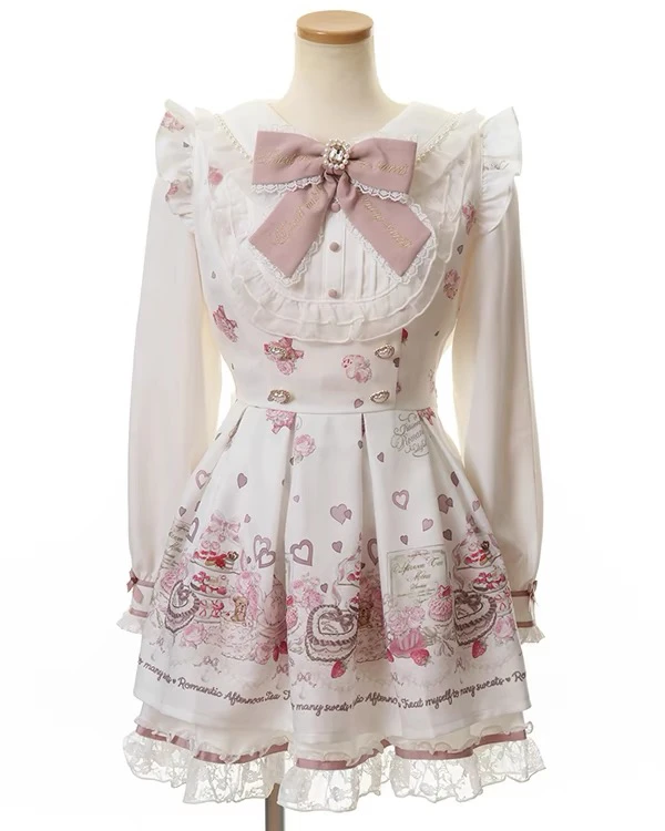 فستان Mine Liz ربيع جديد من الألغام الإنتاج الشامل لطيف الحلو طباعة البحرية طوق فستان طويل الأكمام السراويل النساء 2 قطعة مجموعة #3