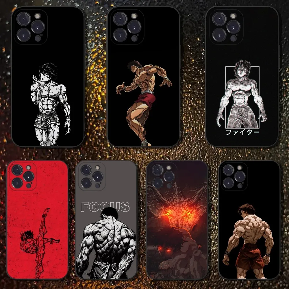 

Anime Baki H-Hanma Phone Case For iPhone 16,15,14,13,12,11 Plus,Pro Max,XS,X,XR,SE,Mini,8,7,Soft Silicone Black Cover