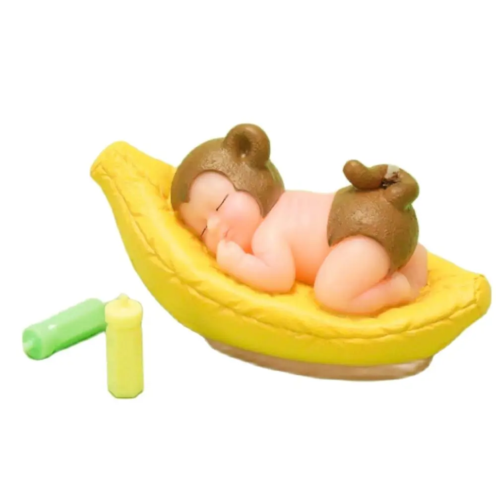 3D Silicone Mold Baby Candle in Sleeping Position Monkey Baby Theme for Birthday Sugarcraft Soap Cake Decoration Dessert Baking