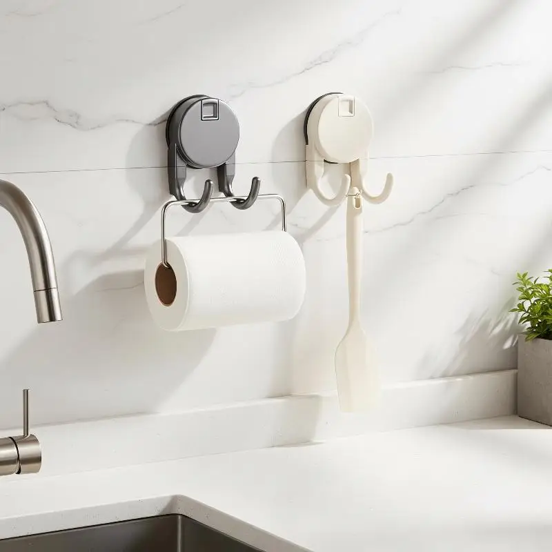 Suction Cup Hook Dual Hooks No Drilling For Smooth Surface Heavy Duty Hanger for Bathroom Kitchen Glass Door - view 4