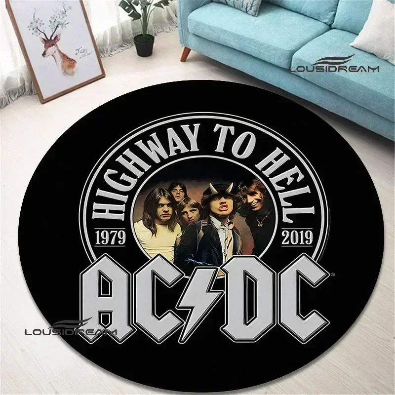 3D Rock band AC/DC retro printed round carpet bedroom beautiful carpet non -slip door pad floor mats area rug birthday gift