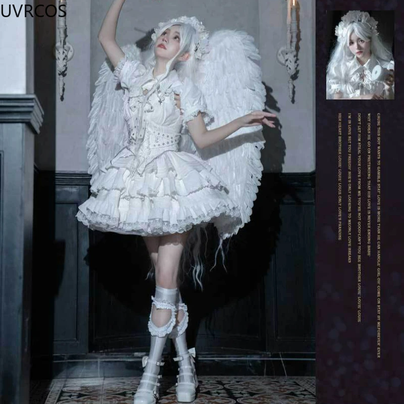 Women Vintage Y2k Bandage Princess Dresses Japan Girls Aesthetic Punk Style Mini Party Dress Victorian Gothic Lolita Jsk Dress