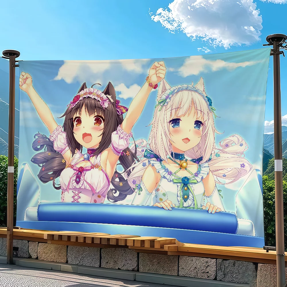 Anime N-Nekopara Flag Tapestry Outdoor Party Bedroom Living Room Dormitory Decorative Themed Wall Hanging Banner Gift