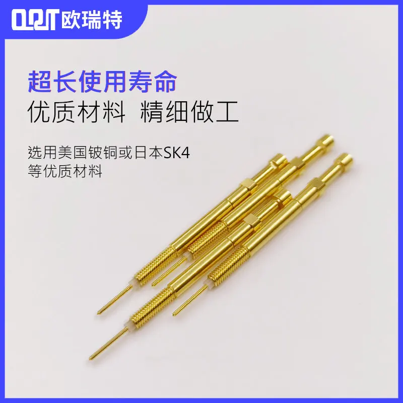 Gold-plated Brass 2.65X44.8 Switch Pin Spring Test Pin Probe Fixture Flush Circuit Board