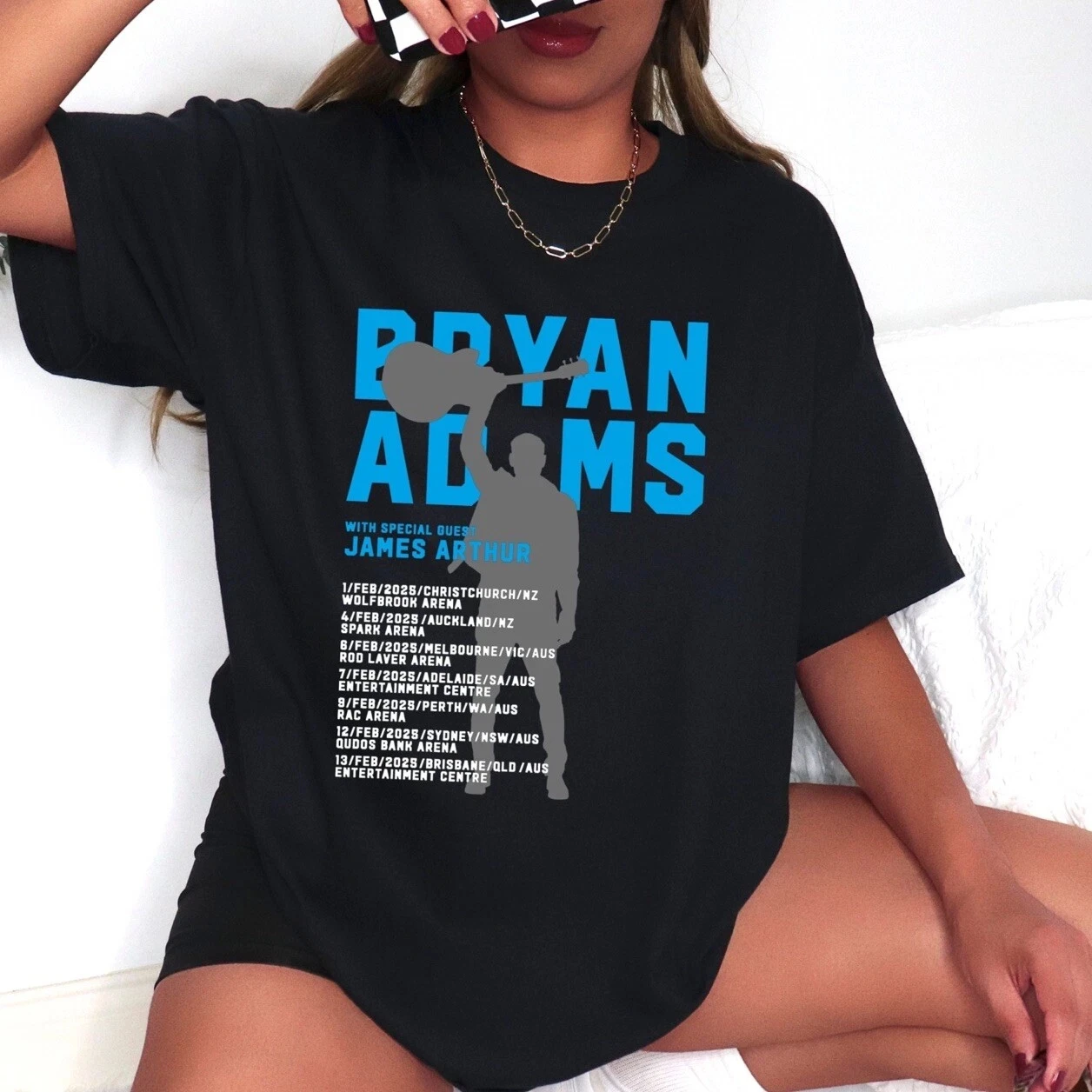 Bryan Adams Tshirt Concert Merch Bryan Adams Australia Tour Oversized Tee TShirt Short Sleeve Shirt Women Men for Spring Summer