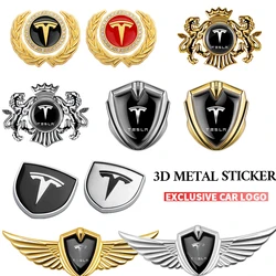 1pcs 3D Metal Car Decoration Sticker Auto Shield Badge Decals For Tesla Model 3 Model S Model X Coil Mod WYE Roadster Invader