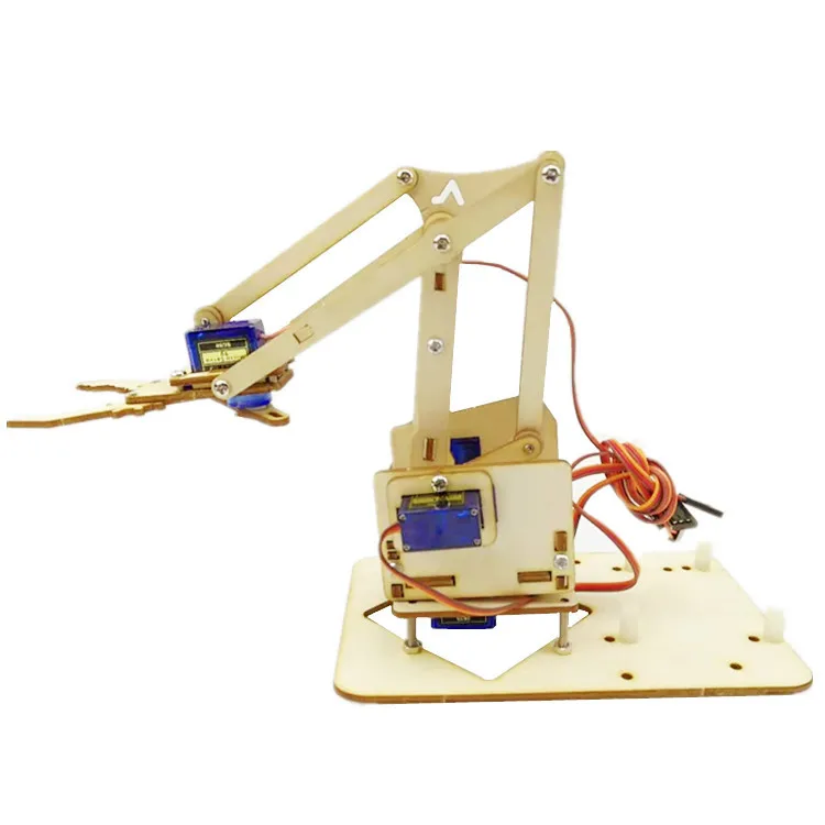 Robotic Arm Plank 4 DOF Robot Robotic Arm Wooden Splicing Rudder SG90 Steering Gear 0.1-X