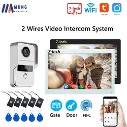 1080P Tuya Smart WIFI Doorbell Camera Apartment Video Intercom 2 Wires 7/10 Inch Wireless WIFI Video Doorphone 5-in-1 Unlock
