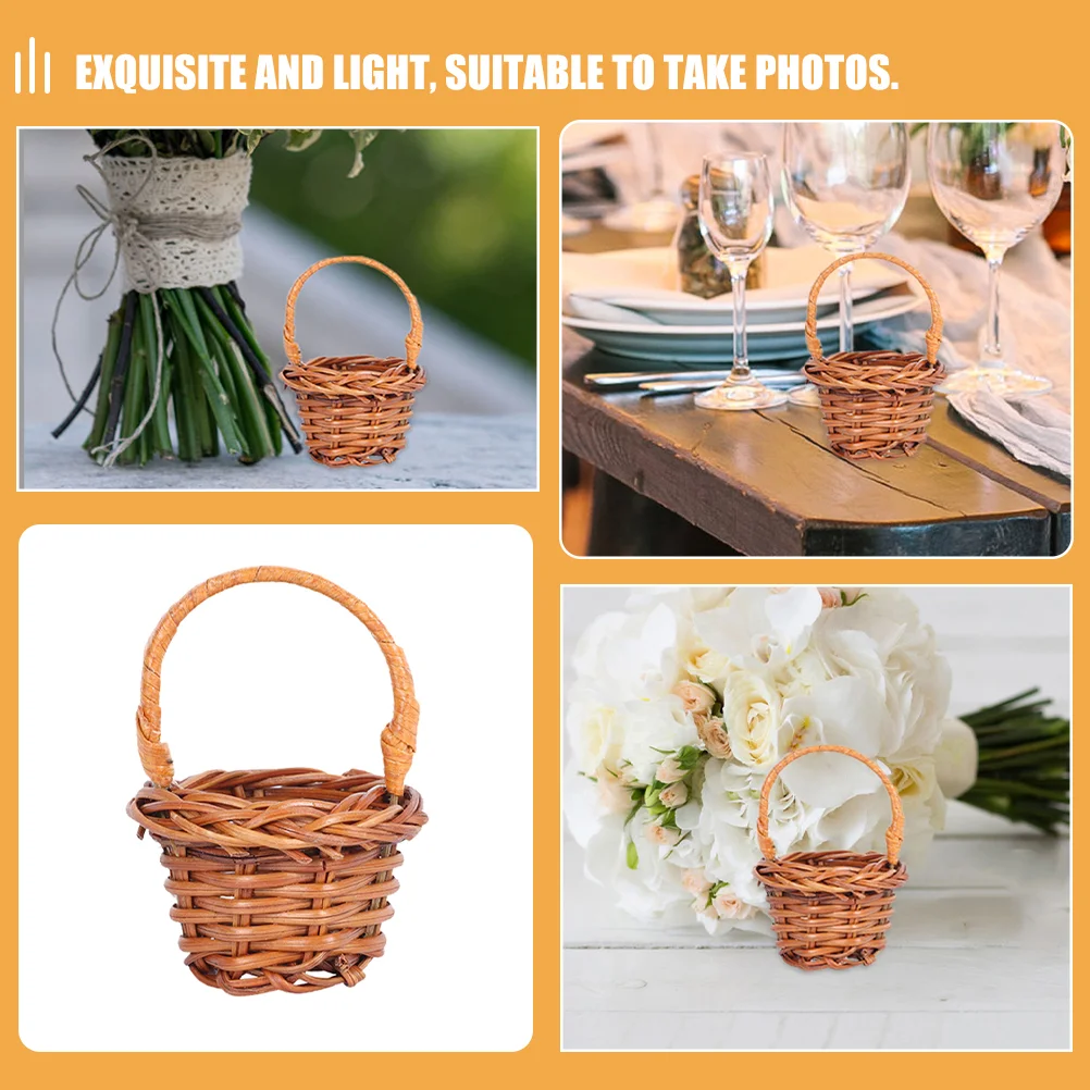 12 Pcs Miniature Shopping Basket Wicker Flower Props Rattan Small Weaving Baskets Baby Laundry