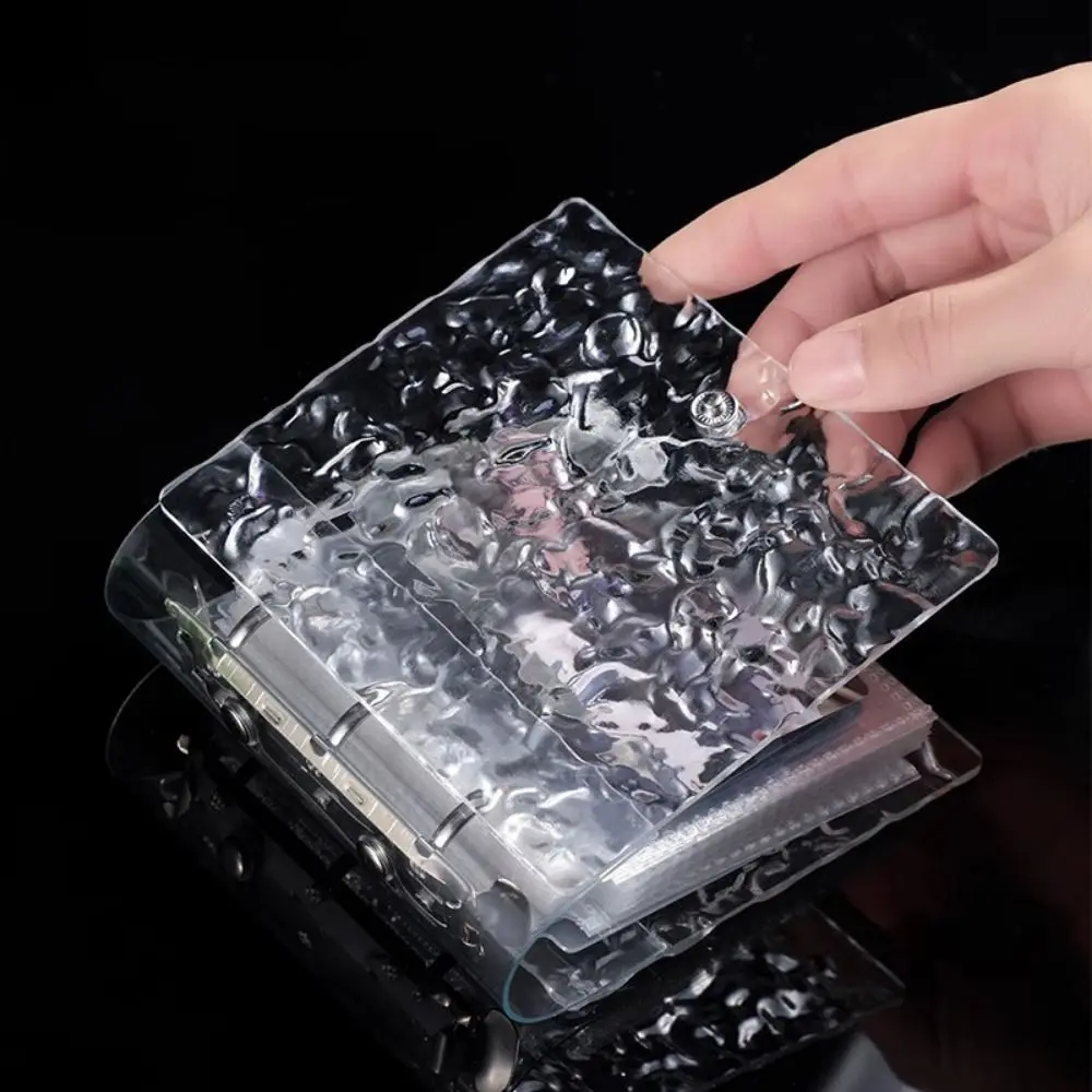 Álbum de fotos de escritorio transparente con ondas de agua, pantalla de imágenes, álbum de fotos de ídolo de 3 agujeros, hojas sueltas de 3 pulgadas