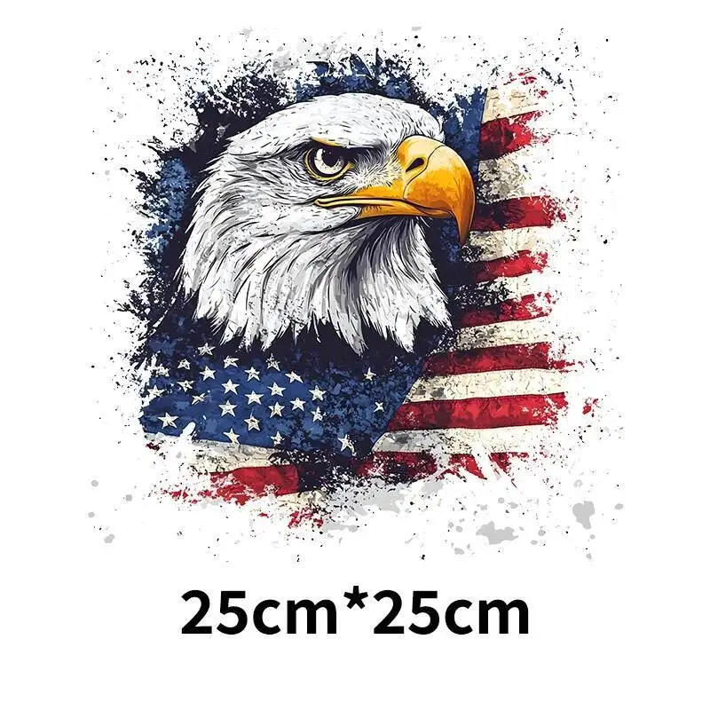 American Flag Heat Transfer Stickers Fashion Wings and Urban Landscape Iron On Stickers DIY Decoration Men and Women T-shirts view 4