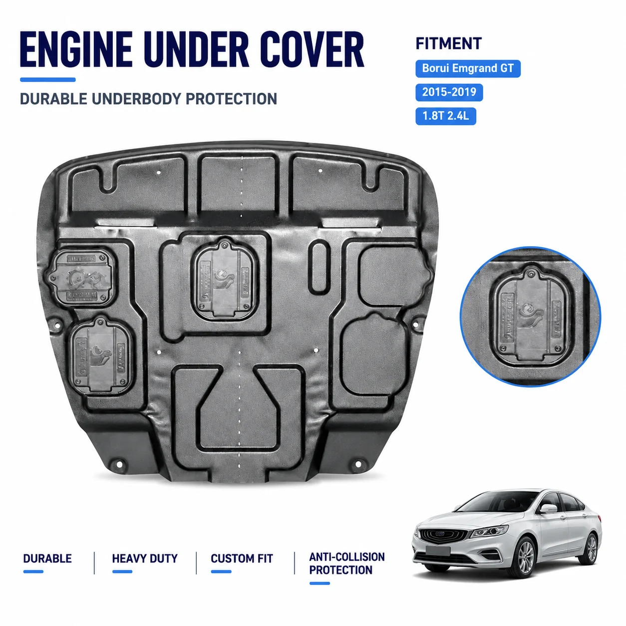 Custom Fit Engine Guard For Geely Borui Emgrand GT 2015-2019 1.8T 2.4L Heavy Duty Underbody Protection Anti Collision Design