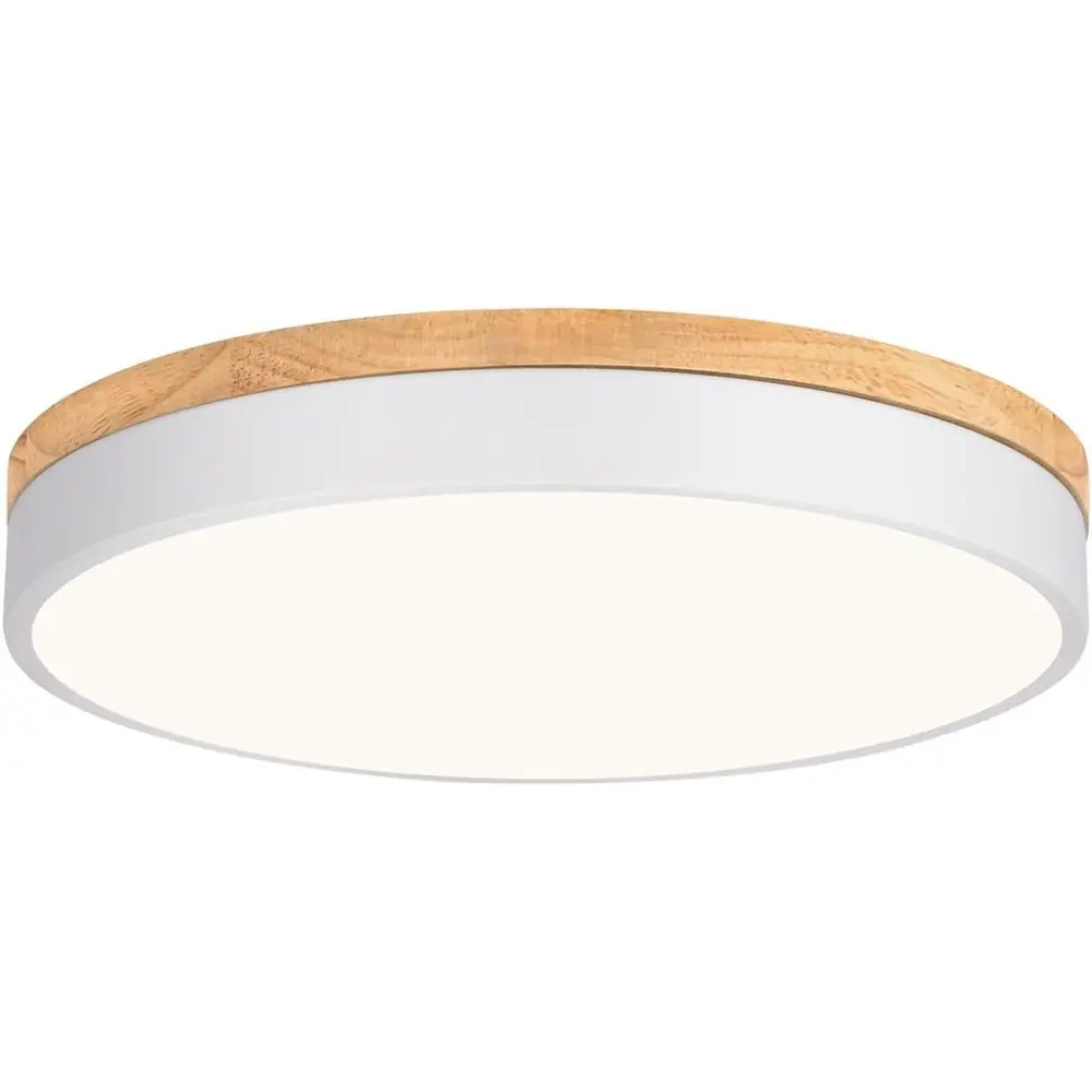 

Adjustable Wood LED Ceiling Light, 5CCT 2700K-6000K, Modern Round Flush Mount Fixture, Ideal for Living Spaces and Bedrooms