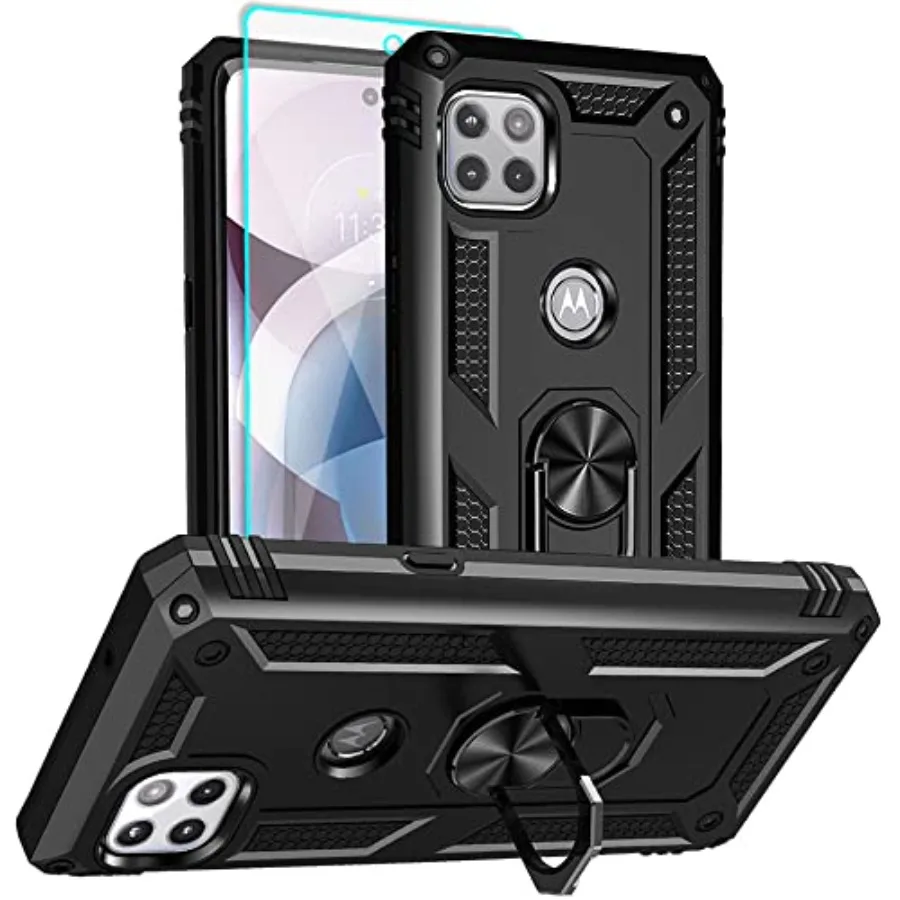 

for Motorola One 5G Ace Phone Case, Moto One 5G Ace Case with HD Screen Protector, [Military Grade 16ft. Drop Tested] Ring Shoc