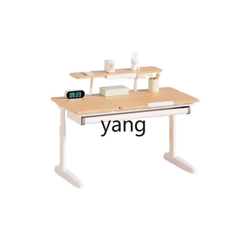 LMM Children's Study Desk Solid Wood White Flat Table Modern Simple Elementary School Student