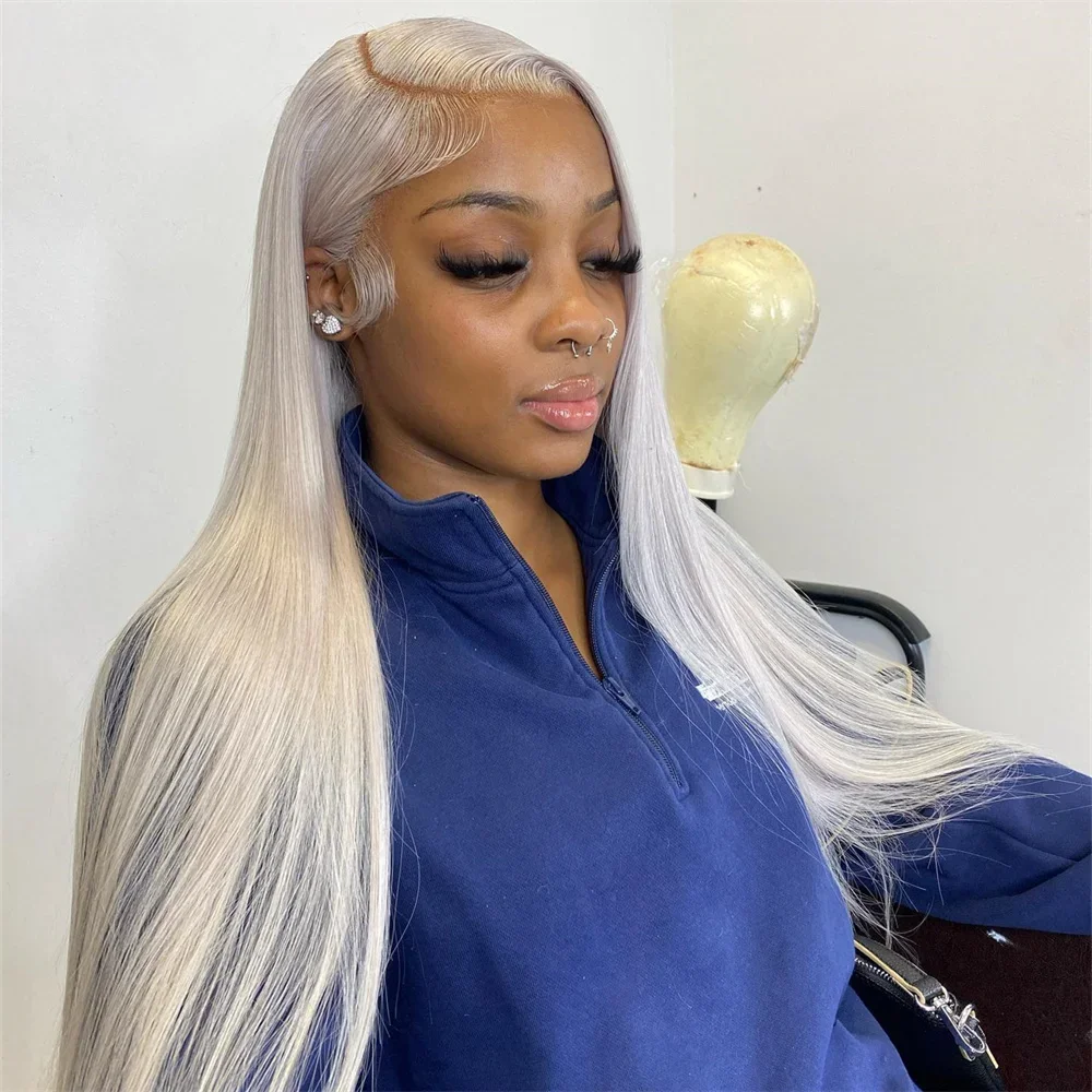 

13X6 Platinum Ash Blonde Colored Lace Front Wig 13X4 #60 White Lace Frontal Wigs For Women Human Hair Millionaire Queen